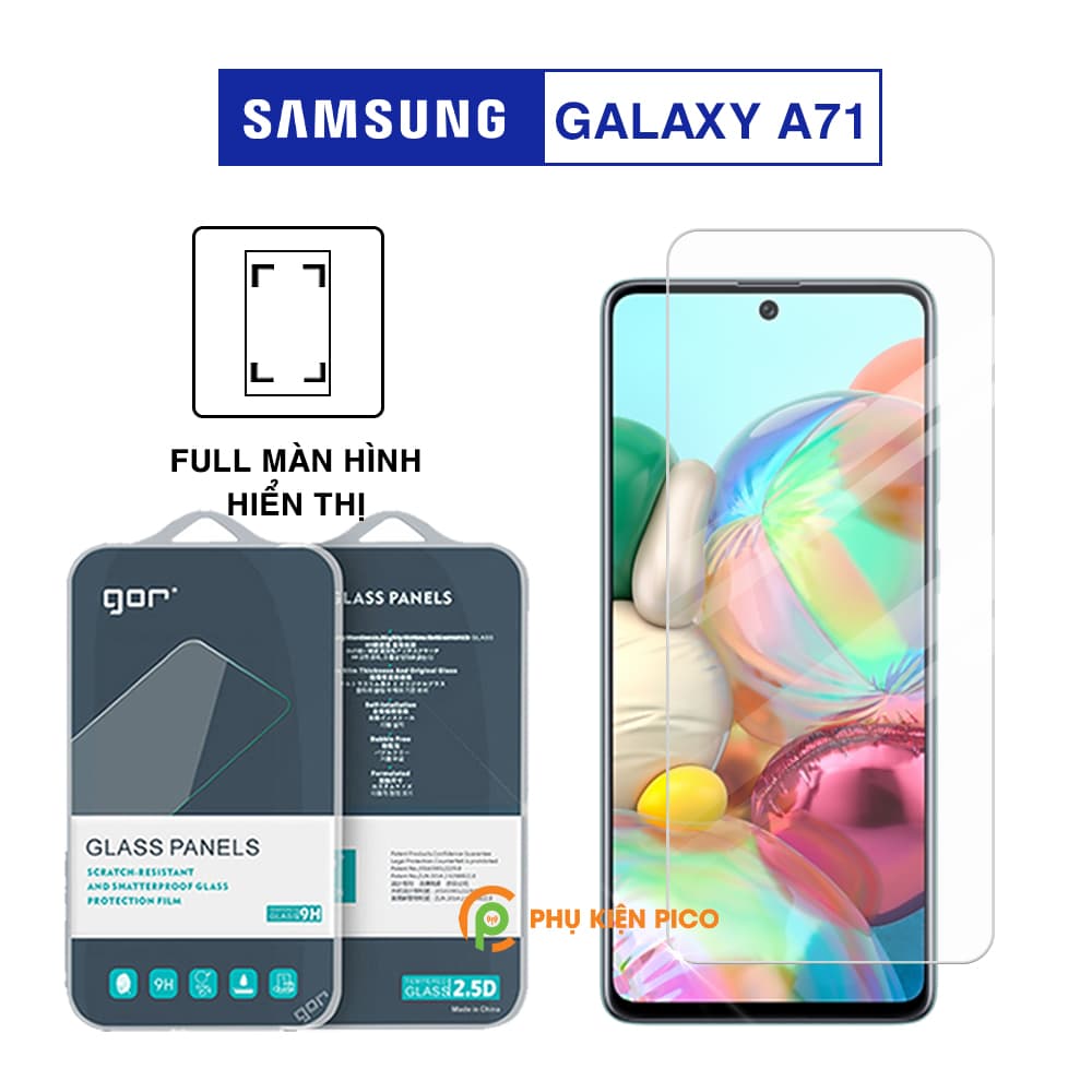 Kính cường lực Samsung A71 full màn hình chính hãng Gor dùng chung với mọi loại ốp lưng