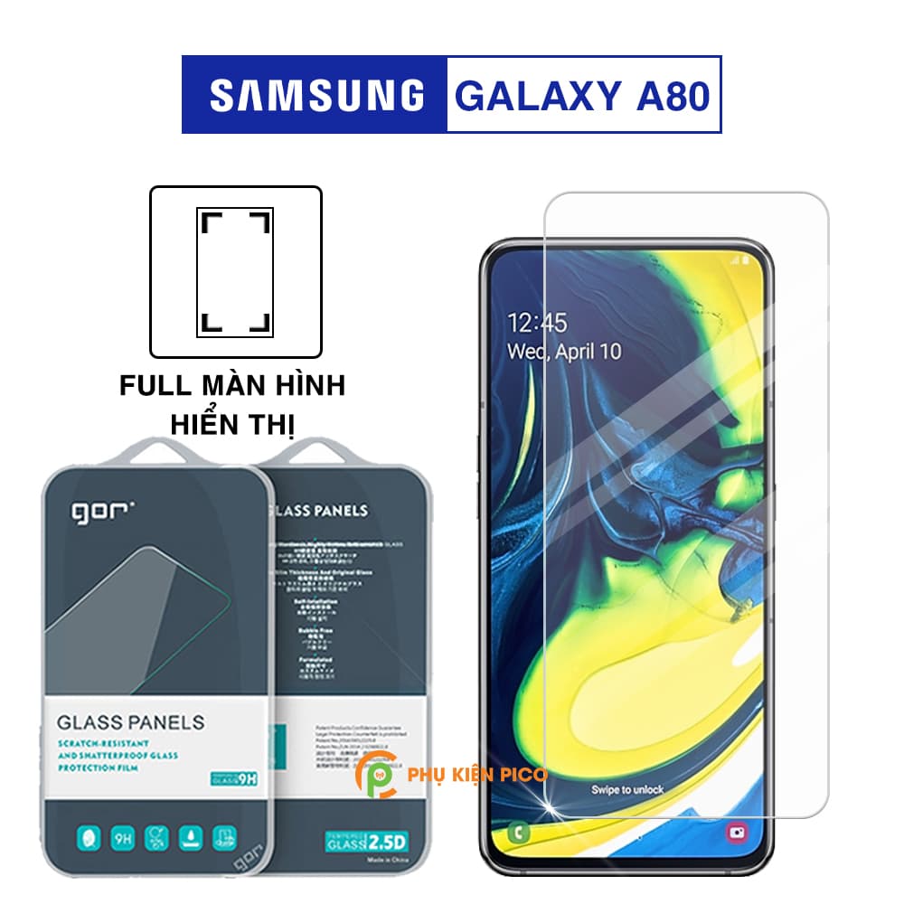 Kính cường lực Samsung A80 full màn hình chính hãng Gor dùng chung với mọi loại ốp lưng