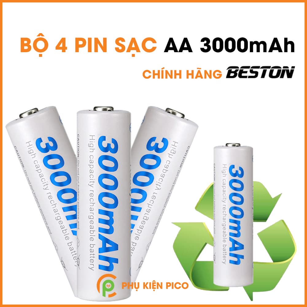 Bộ pin sạc và củ sạc chính hãng Beston AAA 1300mAh, AA 1200mAh, AA 3000mAh, C807B, DC40l - 7