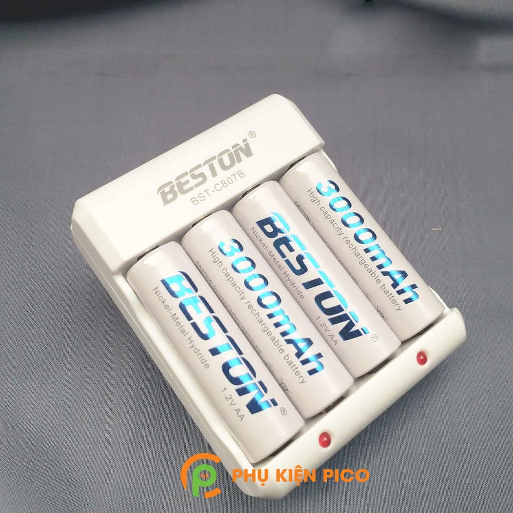 Bộ pin sạc và củ sạc chính hãng Beston AAA 1300mAh, AA 1200mAh, AA 3000mAh, C807B, DC40l - 12