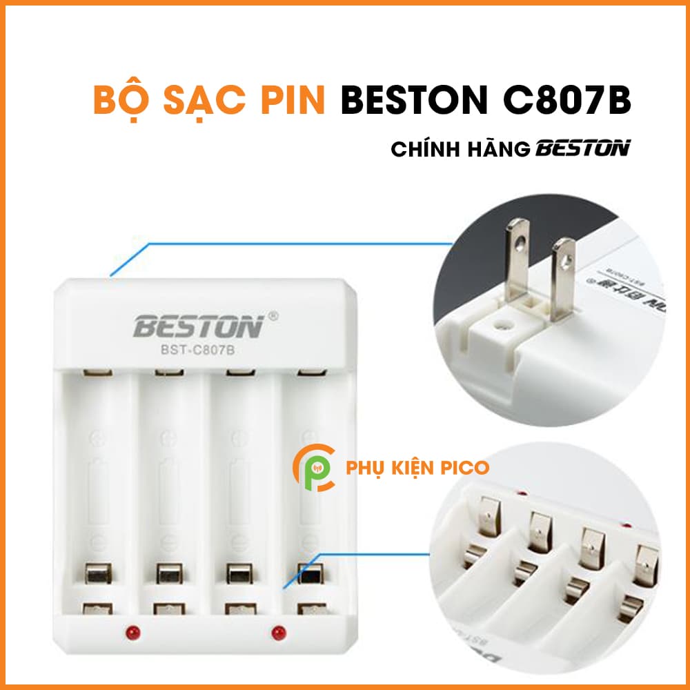 Bộ pin sạc và củ sạc chính hãng Beston AAA 1300mAh, AA 1200mAh, AA 3000mAh, C807B, DC40l - 13