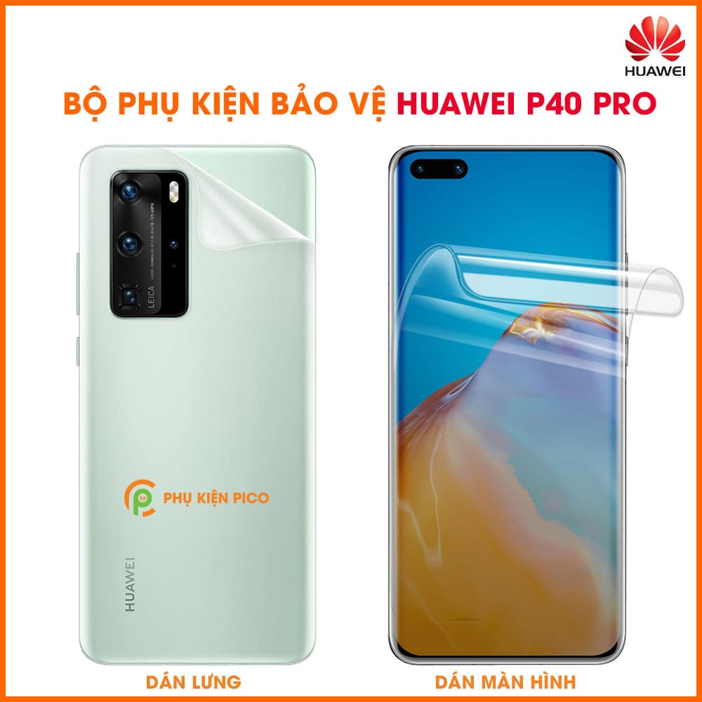 Dán màn hình Huawei P40 Pro và Dán lưng Huawei P40 Pro PPF cao cấp dẻo trong suốt - combo2