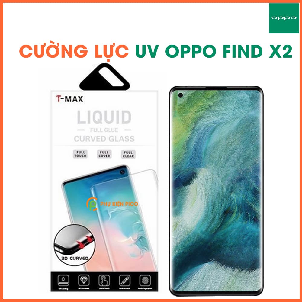 Kính cường lực Oppo Find X2 chính hãng T-Max Liquid trong suốt keo UV full màn hình