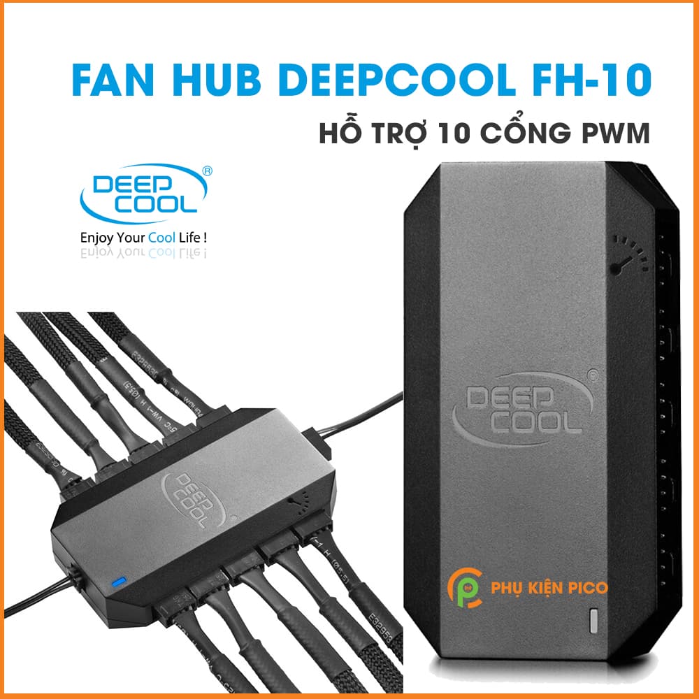 Bộ chia quạt Fan hub DeepCool FH-10 - hỗ trợ 10 cổng PWM, 3 pin và 4 pin