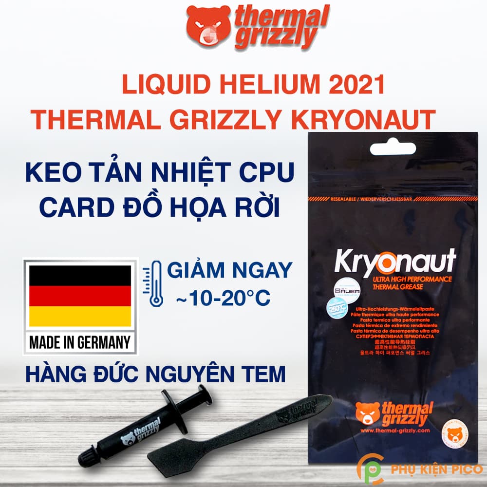 Keo tản nhiệt CPU Thermal Grizzly Kryonaut 1 gram Liquid Helium hàng chính hãng
