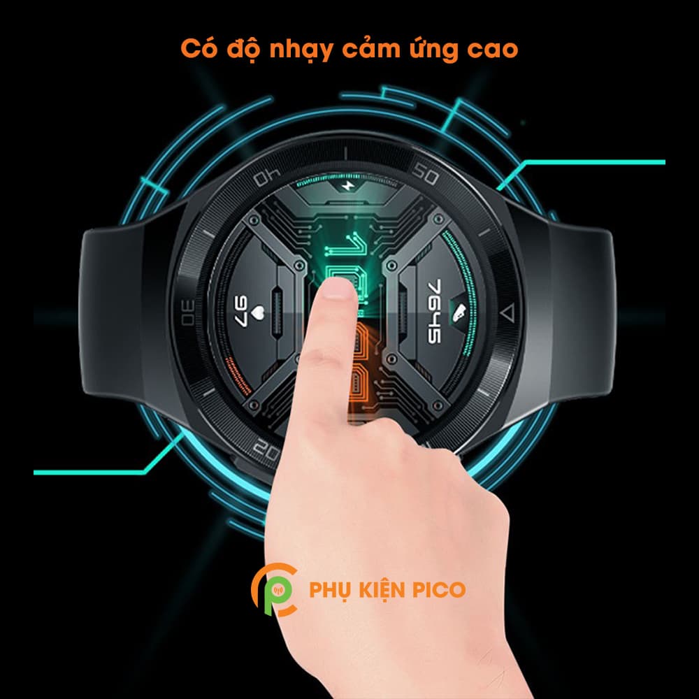 Cường lực Huawei Watch GT 2e viền đen chống xước bảo vệ đồng hồ - Kính cường lực Huawei GT 2e - 5