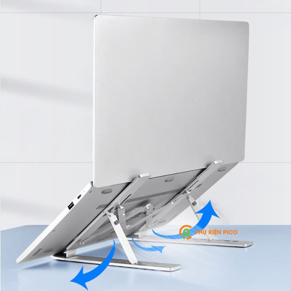 Đế kê laptop, máy tính bảng hợp kim nhôm màu bạc có thể gấp gọn - 9
