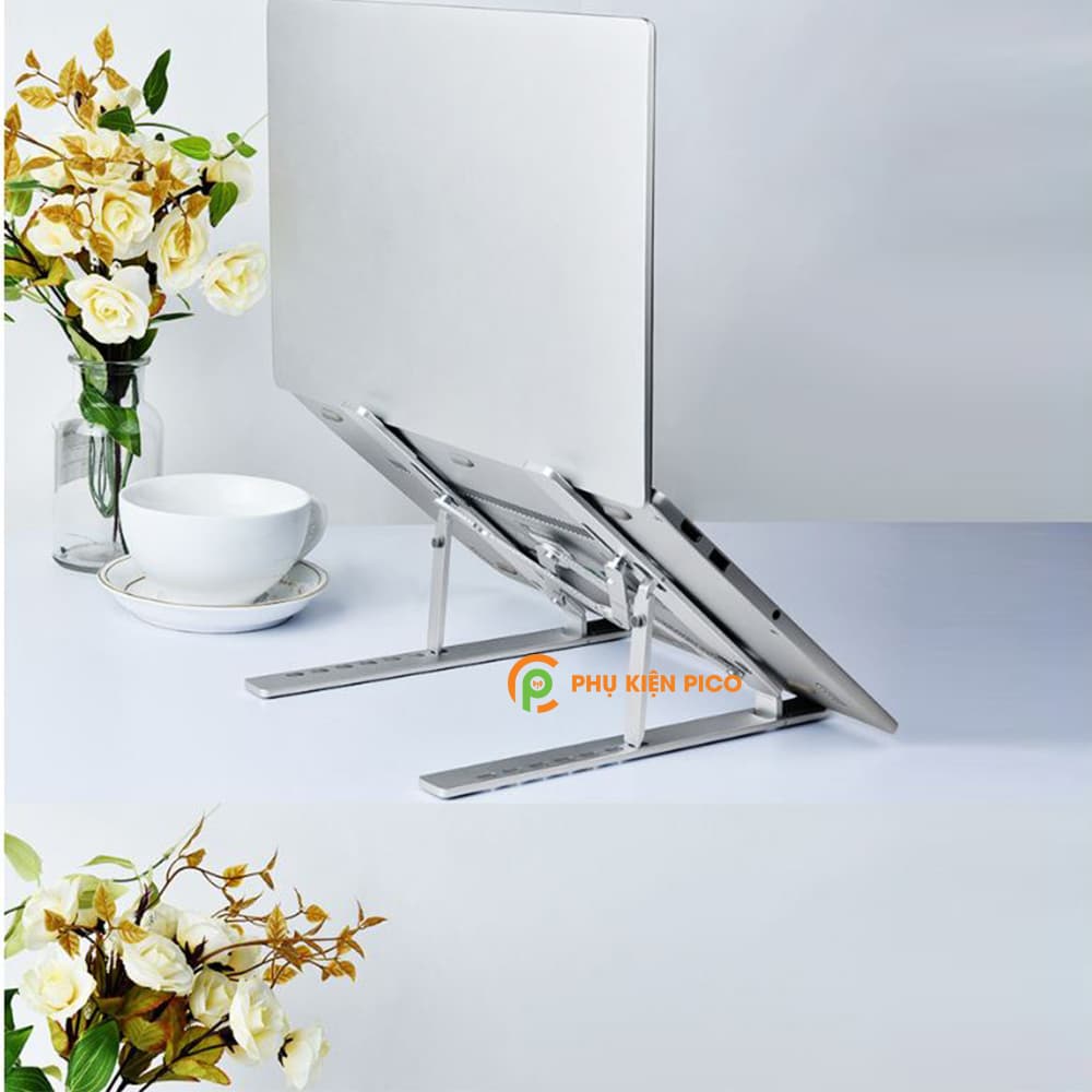Đế kê laptop, máy tính bảng hợp kim nhôm màu bạc có thể gấp gọn - 7