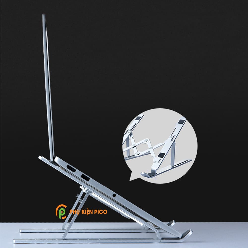 Đế kê laptop, máy tính bảng hợp kim nhôm màu bạc có thể gấp gọn - 5
