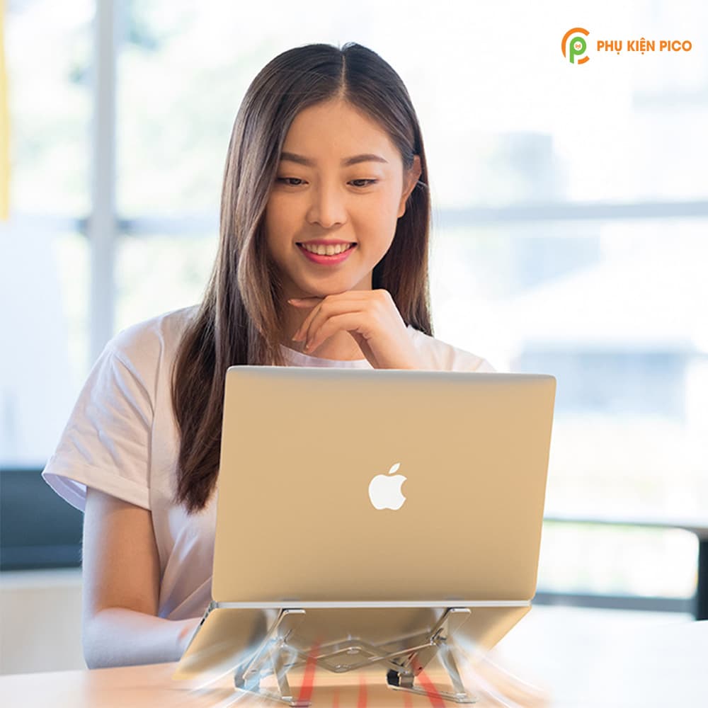 Đế kê laptop, máy tính bảng hợp kim nhôm màu bạc có thể gấp gọn - 3