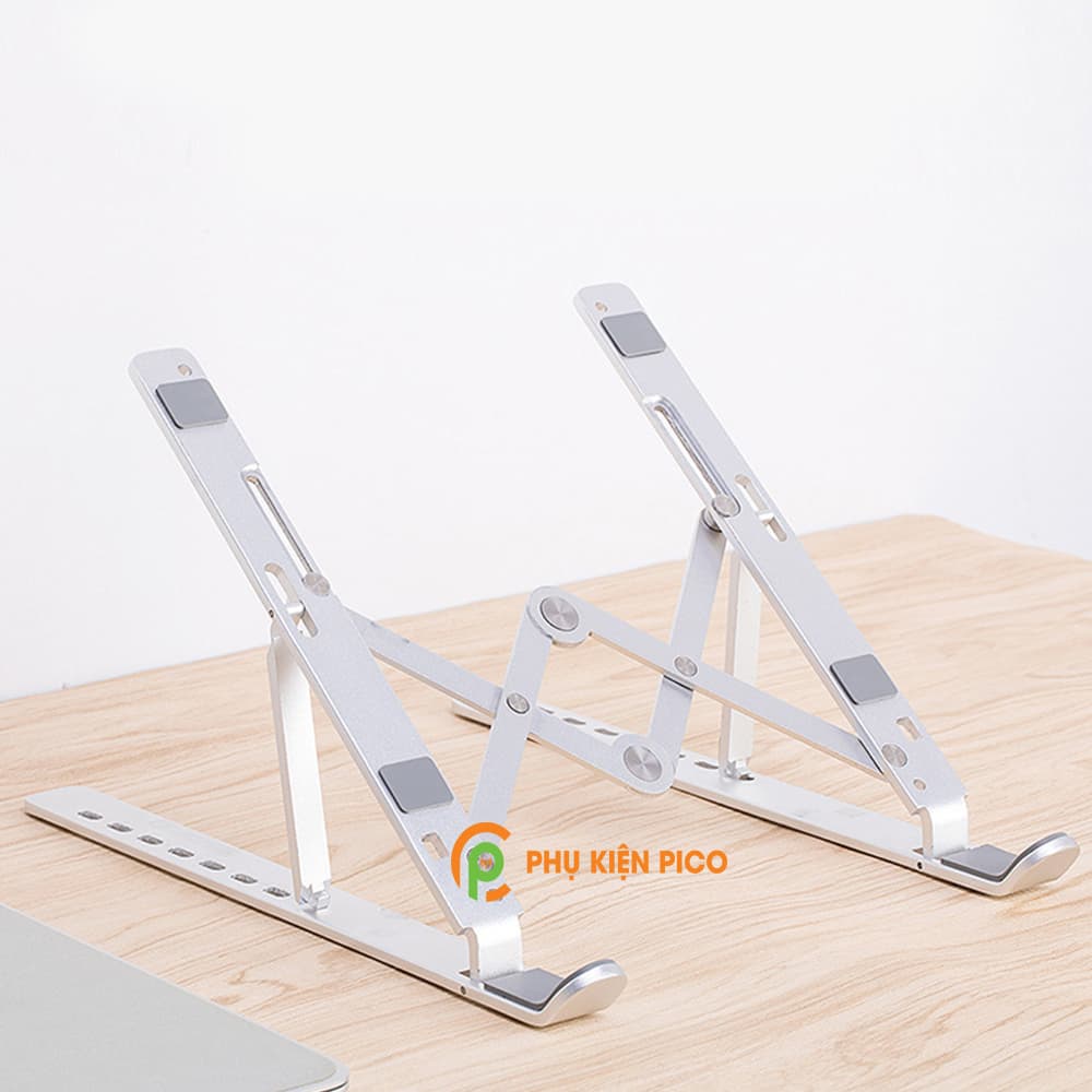 Đế kê laptop, máy tính bảng hợp kim nhôm màu bạc có thể gấp gọn - 2