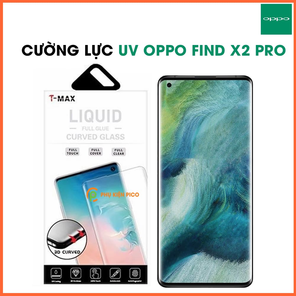 Kính cường lực Oppo Find X2 Pro chính hãng T-Max Liquid trong suốt keo UV full màn hình