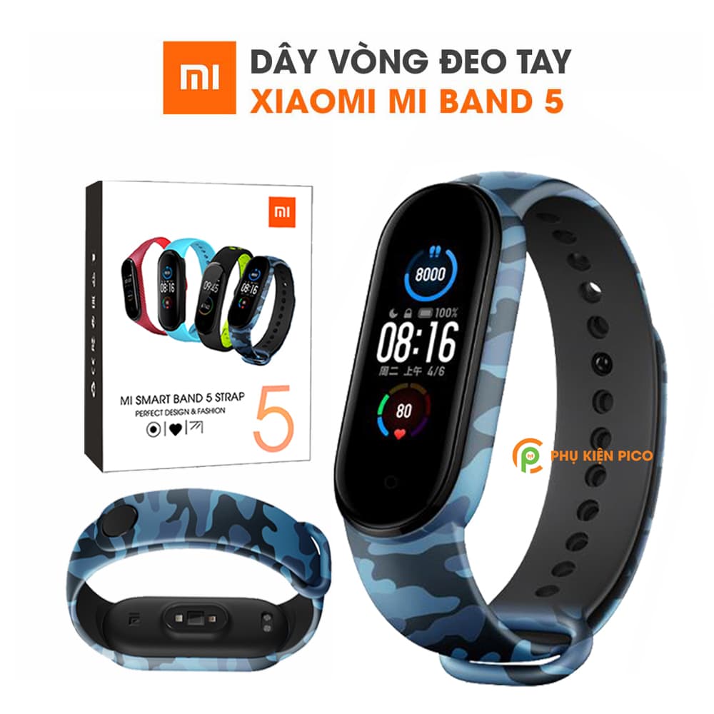 Dây đeo thay thế Xiaomi Mi Band 5 full box dây silicon vòng đeo tay Miband 5 màu camo rằn ri - 2