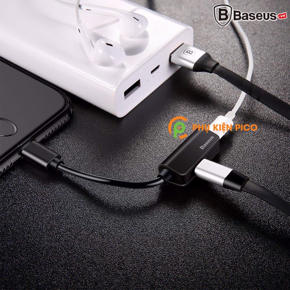 Bộ chia cổng Lightning 1 thành 2 Baseus L37 cho iPhone Ipad giải pháp vừa nghe nhạc vừa sạc pin hoặc Sync Data - 4
