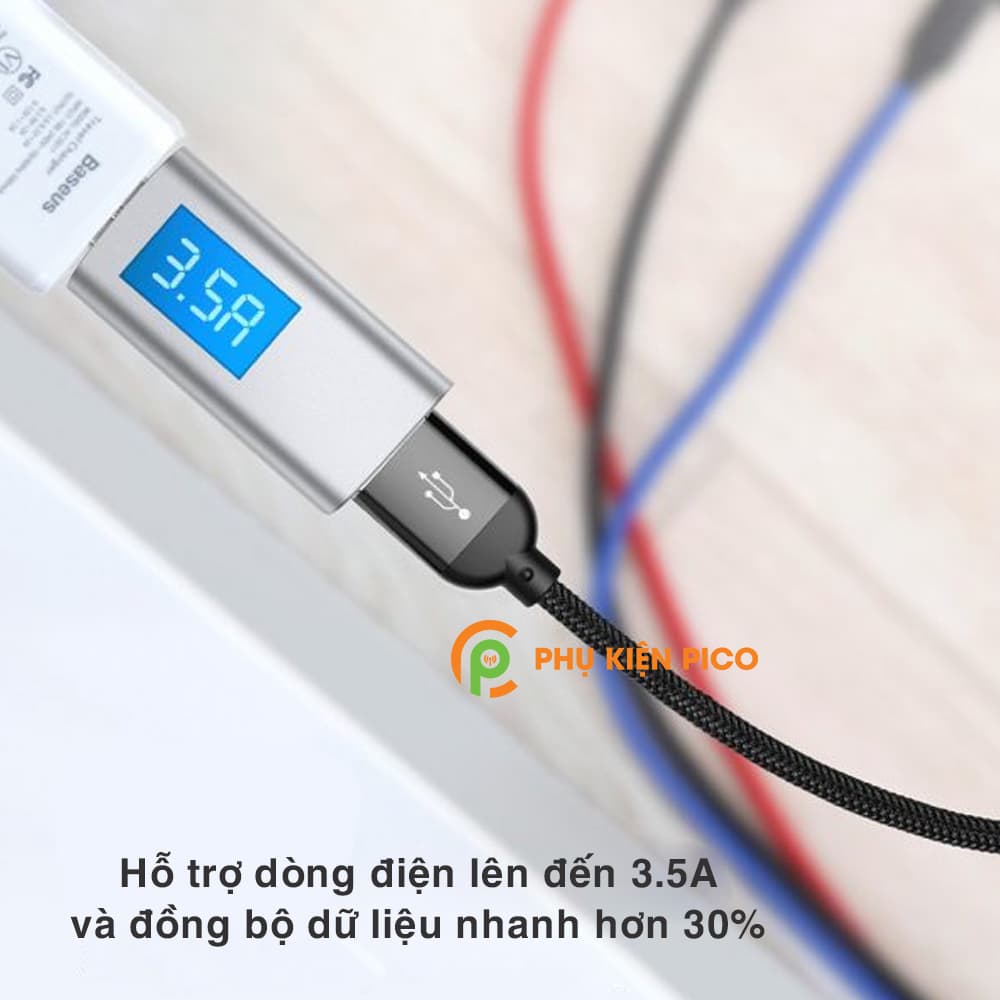 Cáp sạc 3 đầu Baseus Three Primary Colors 3-in-1 Cable sạc nhanh 3.5A truyền dữ liệu 480Mbps độ dài 120cm - 9