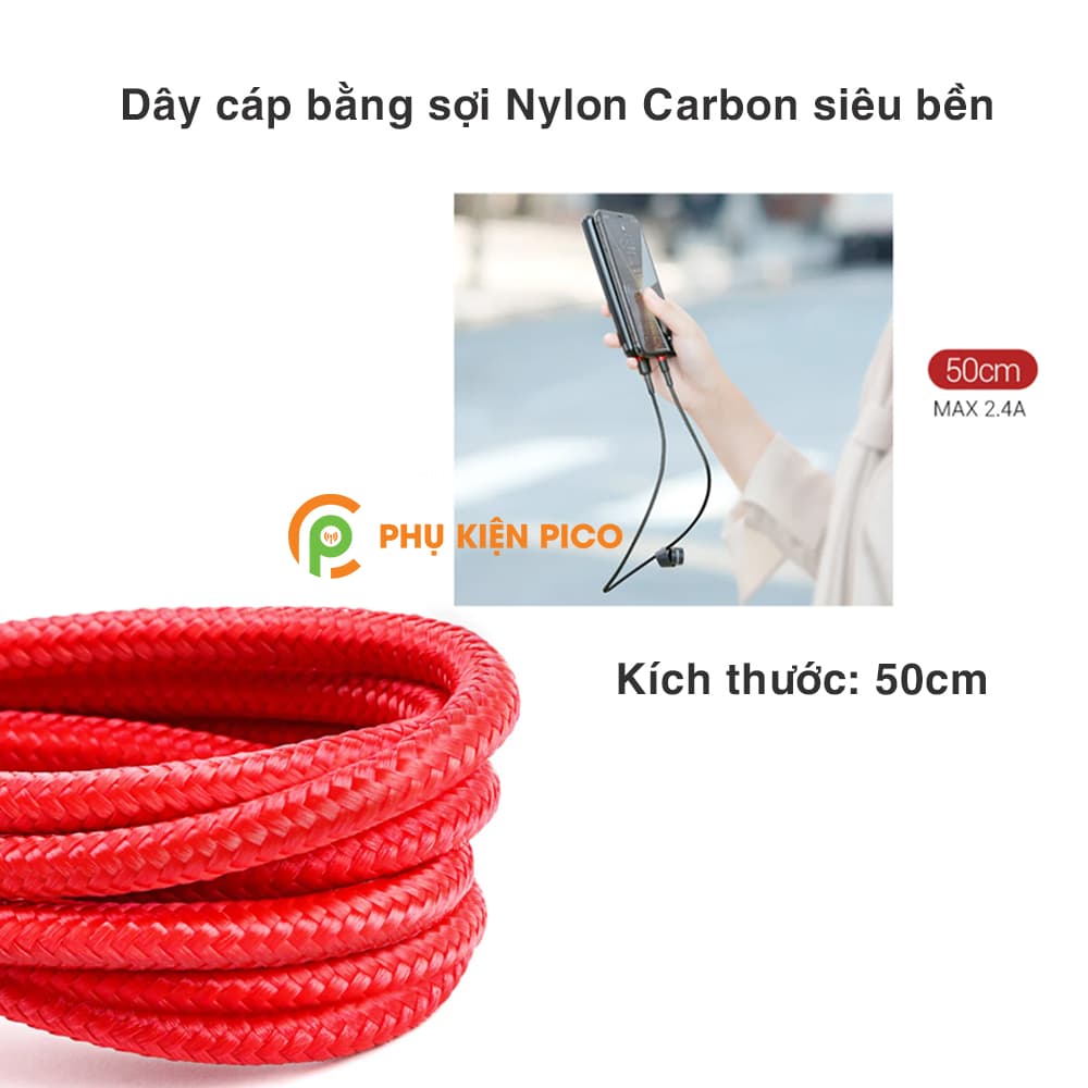 Cáp sạc Iphone Ipad chính hãng Baseus Cafule Lightning sạc nhanh 2.4A, cáp sạc dây dù siêu bền - 2