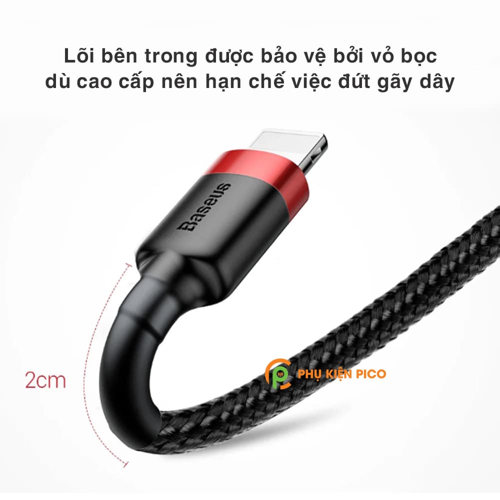 Cáp sạc Iphone Ipad chính hãng Baseus Cafule Lightning sạc nhanh 2.4A, cáp sạc dây dù siêu bền - 6