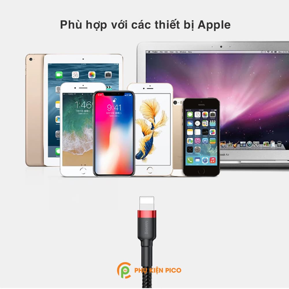 Cáp sạc Iphone Ipad chính hãng Baseus Cafule Lightning sạc nhanh 2.4A, cáp sạc dây dù siêu bền - 5