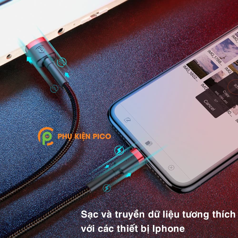 Cáp sạc Iphone Ipad chính hãng Baseus Cafule Lightning sạc nhanh 2.4A, cáp sạc dây dù siêu bền - 4