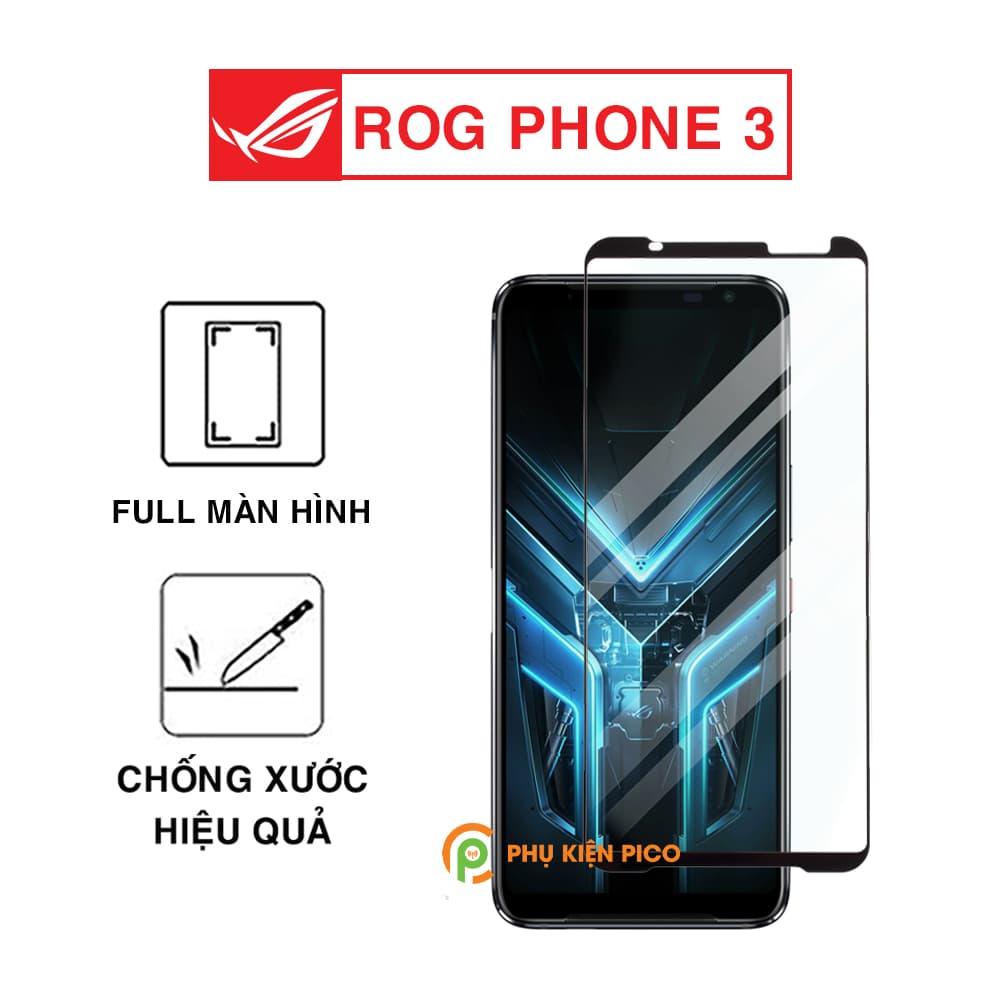 Kính cường lực Rog Phone 3 full màn hình viền đen siêu mỏng độ cứng 9H