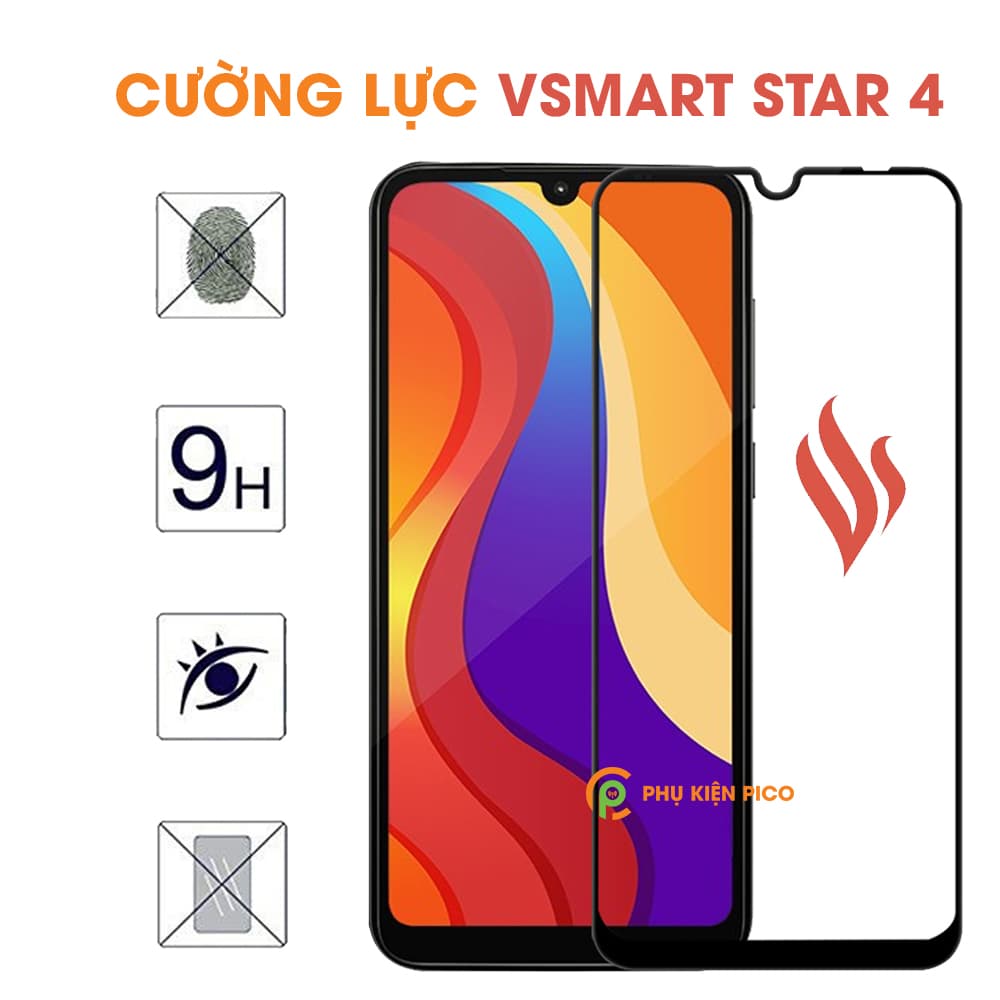 Cường lực Vsmart Star 4 viền đen siêu mỏng full màn hình độ cứng 9H chống va đập trầy xước