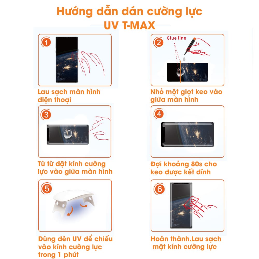 Kính cường lực Xiaomi Mi CC9 Pro chính hãng T-Max Liquid trong suốt keo UV full màn hình - 6