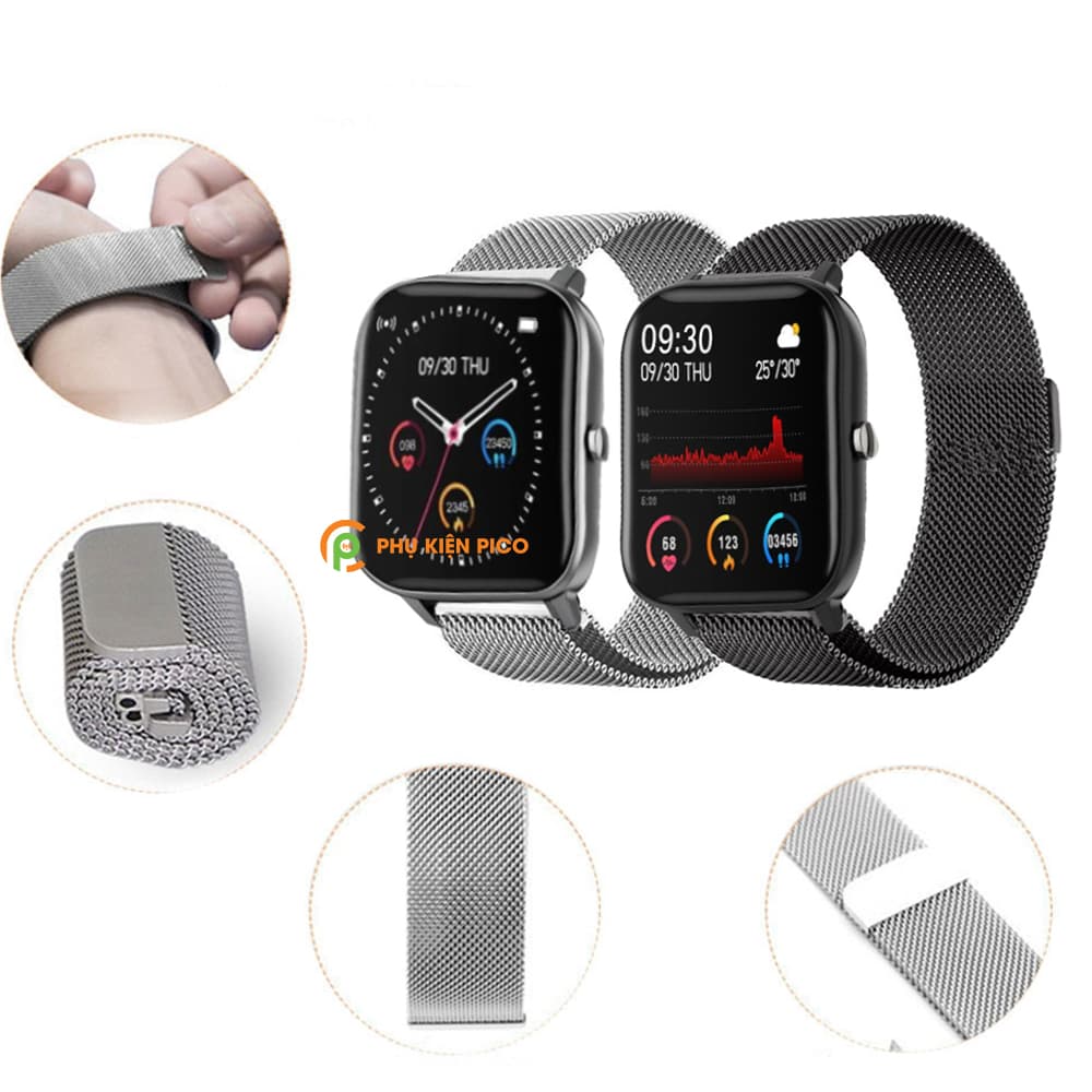 Dây đồng hồ Colmi P8 dây đeo bằng thép không gỉ Milanese Loop có khóa nam châm - 5