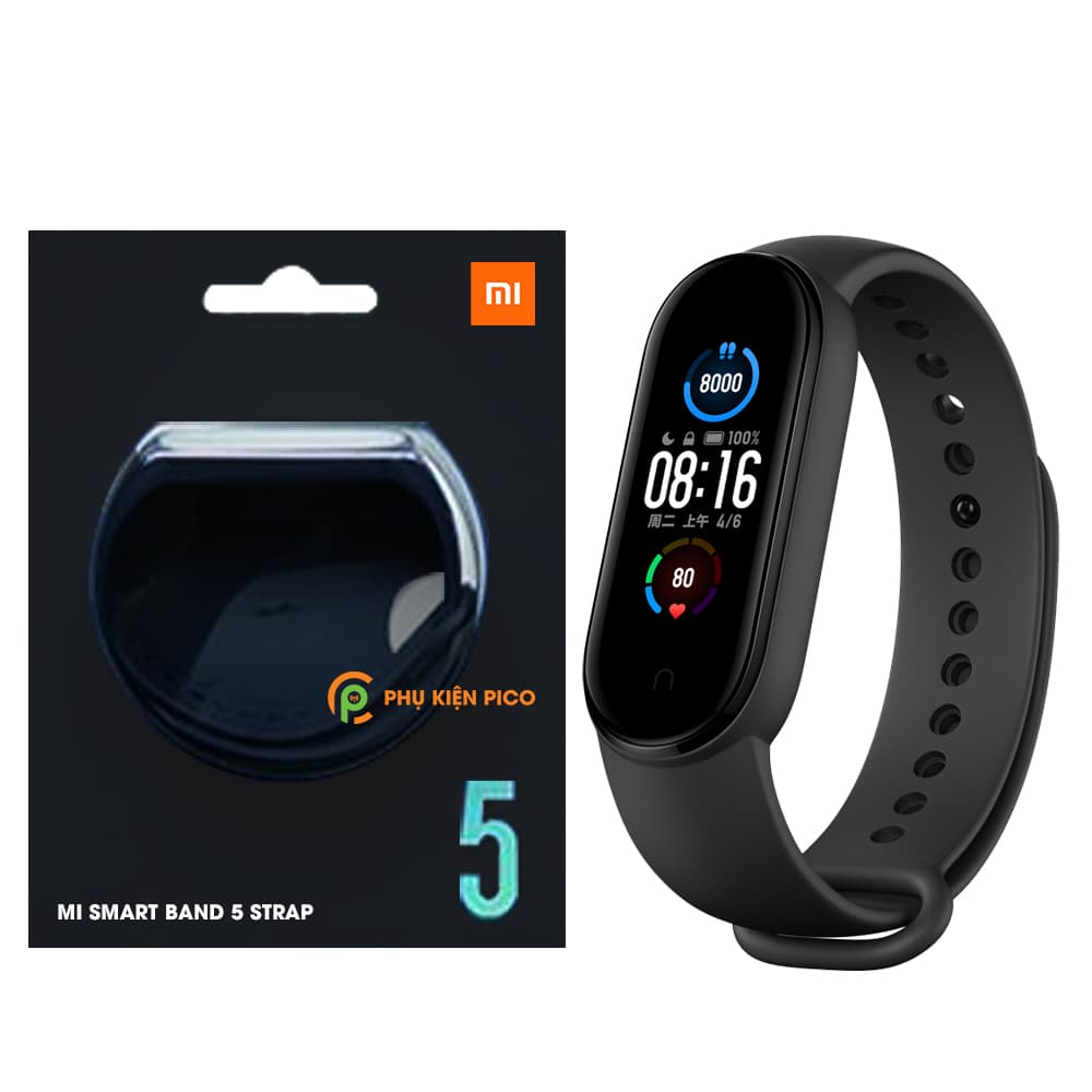 Dây đeo thay thế Xiaomi Mi Band 5 chính hãng Xiaomi dây silicon Miband 5 full box - 2