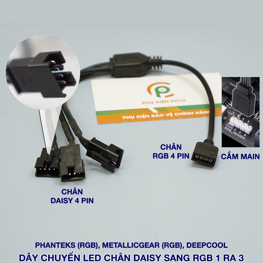 Dây chia RGB và dây chia ARGB – Dây chuyển đổi LED RGB/ ARGB sang Daisy Chain cho đèn LED và quạt Case Phanteks, Deepcool - 6