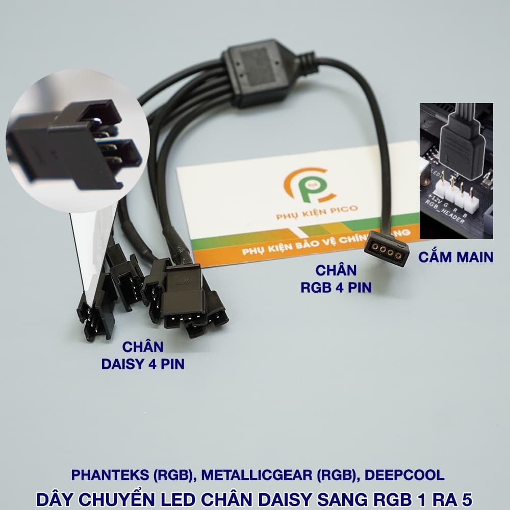 Dây chia RGB và dây chia ARGB – Dây chuyển đổi LED RGB/ ARGB sang Daisy Chain cho đèn LED và quạt Case Phanteks, Deepcool - 5