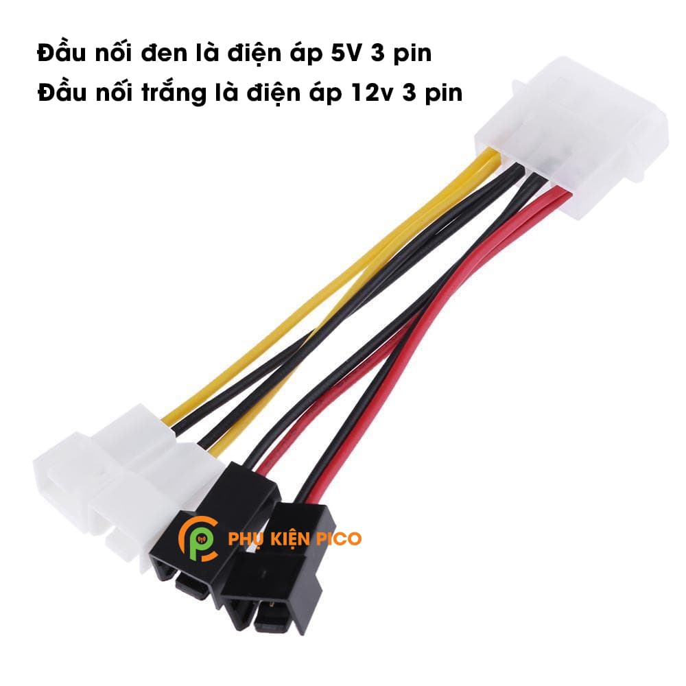 Cáp chuyển dây nguồn Molex sang Fan 3 Pin 5V 12V - 3