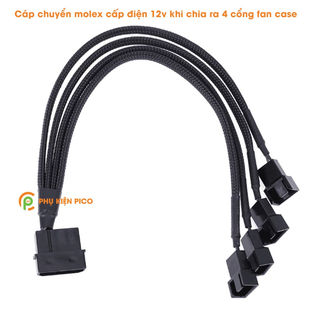 Dây chuyển đổi PSU Molex sang 4 Pin 1 ra 4 - Cáp Molex sang 4 pin Fan Case - 2