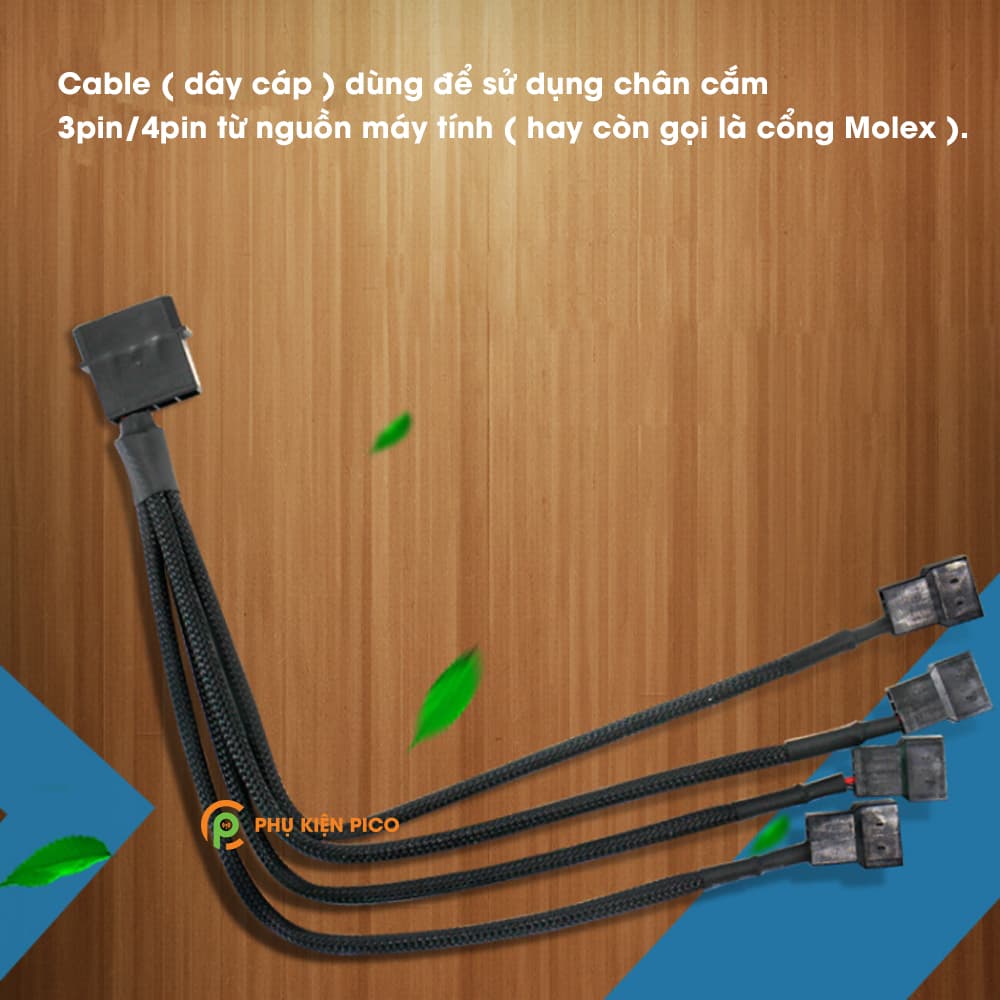 Dây chuyển đổi PSU Molex sang 4 Pin 1 ra 4 - Cáp Molex sang 4 pin Fan Case - 5