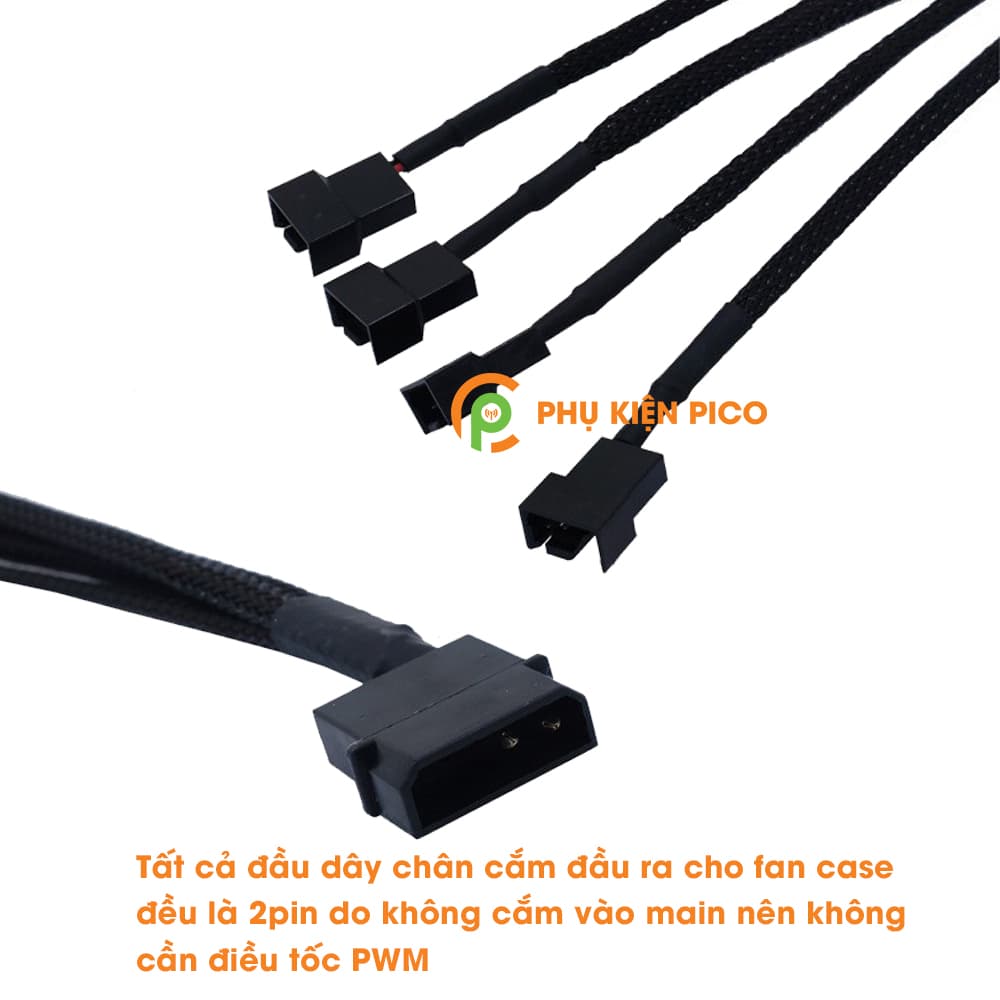 Dây chuyển đổi PSU Molex sang 4 Pin 1 ra 4 - Cáp Molex sang 4 pin Fan Case - 4