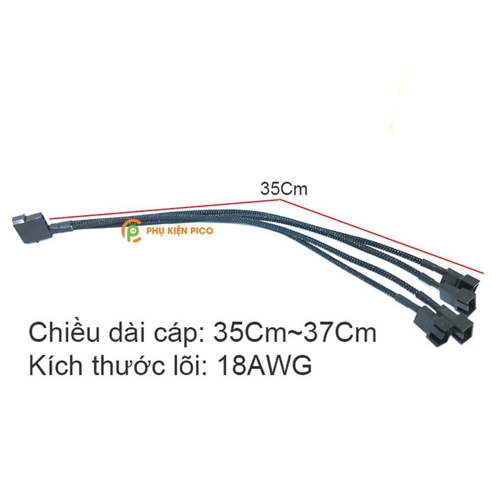 Dây chuyển đổi PSU Molex sang 4 Pin 1 ra 4 - Cáp Molex sang 4 pin Fan Case - 3