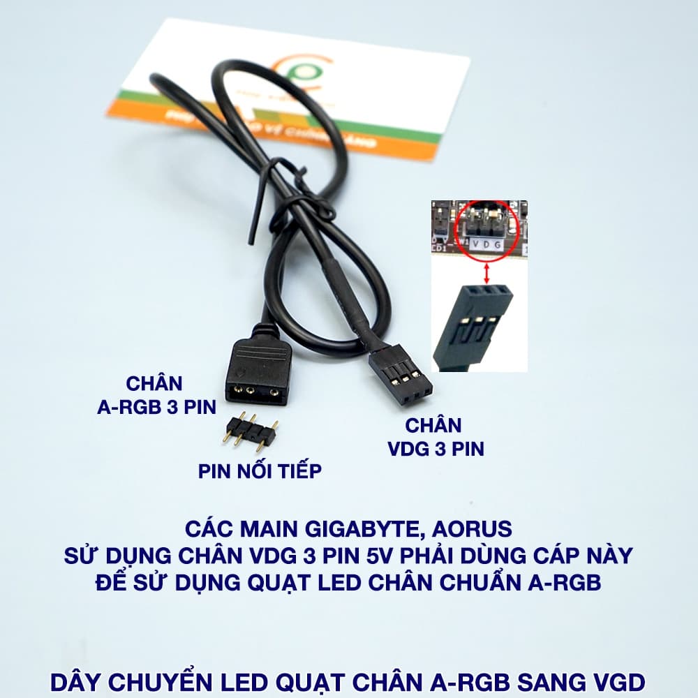 Dây chuyển VDG sang ARGB 3 Pin dành cho Mainboard Gigabyte Addressable RGB - 4