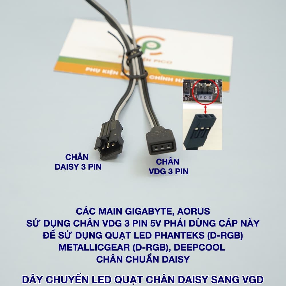 Dây cáp chuyển LED 3 Pin 5v VDG sang Daisy chain (digital RGB của Phanteks, DeepCool, MetallicGear...) main Gigabyte - 2