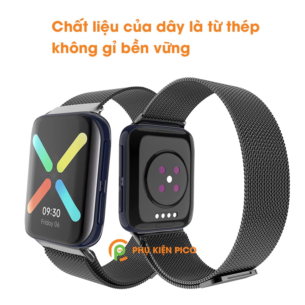 Dây đồng hồ Oppo Watch 41 46 mm dây đeo bằng thép không gỉ Milanese Loop có khóa nam châm - 9