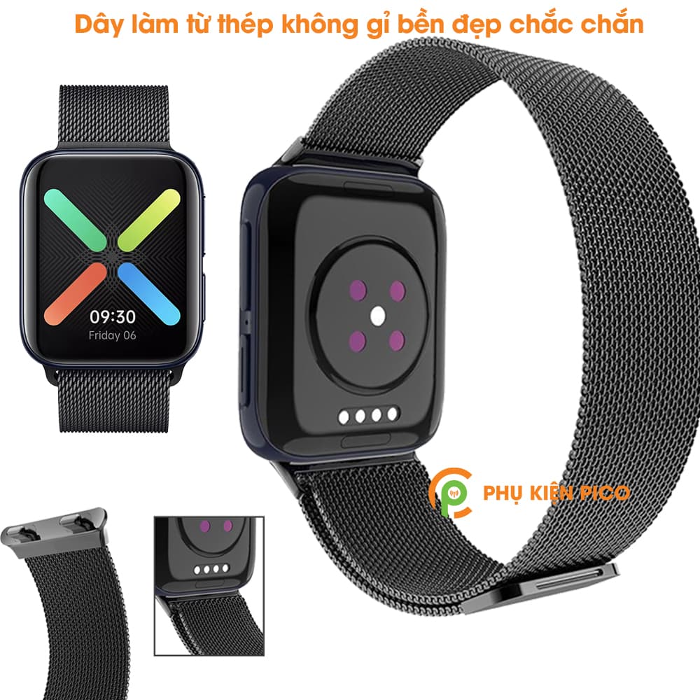 Dây đồng hồ Oppo Watch 41 46 mm dây đeo bằng thép không gỉ Milanese Loop có khóa nam châm - 8