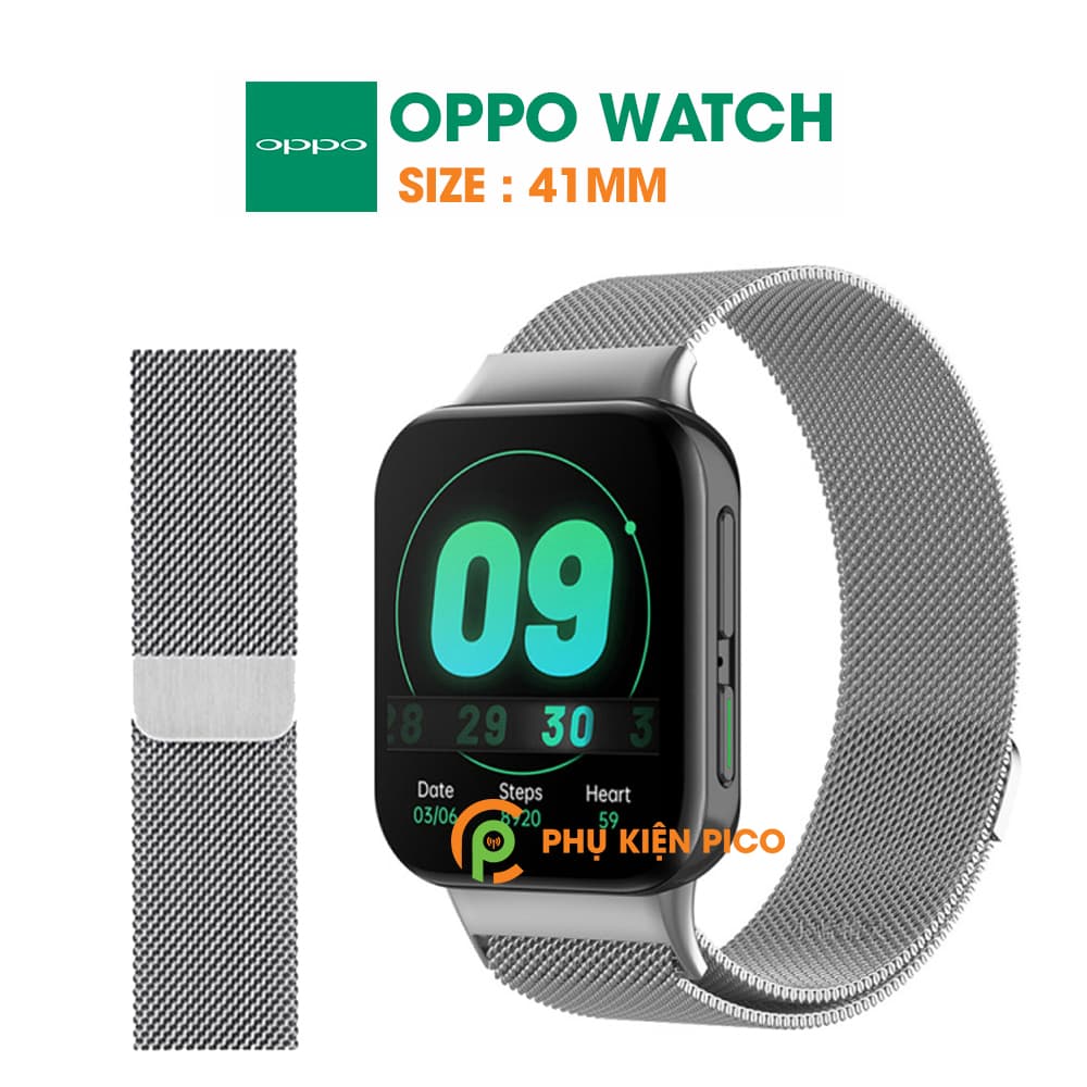 Dây đồng hồ Oppo Watch 41 46 mm dây đeo bằng thép không gỉ Milanese Loop có khóa nam châm - 5