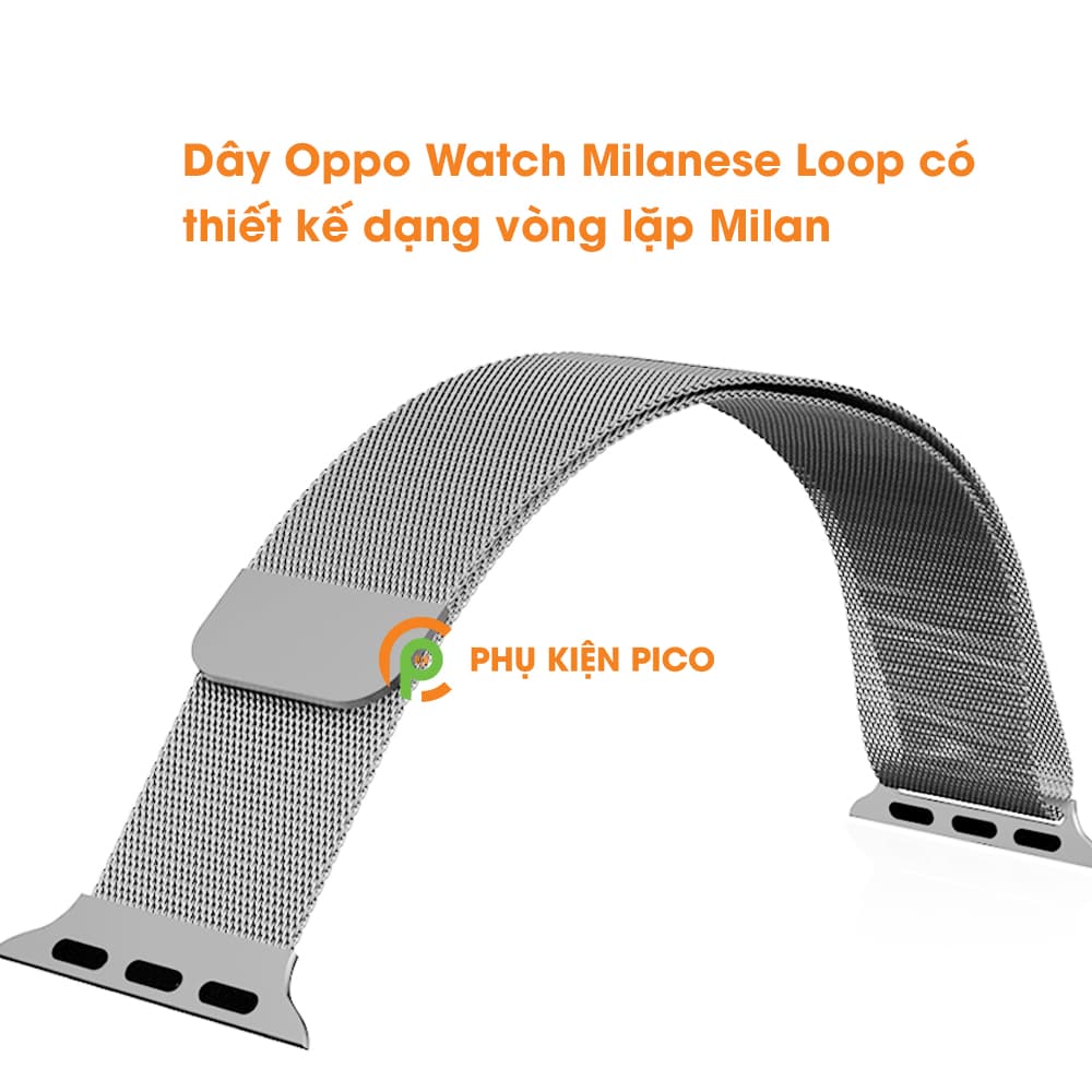 Dây đồng hồ Oppo Watch 41 46 mm dây đeo bằng thép không gỉ Milanese Loop có khóa nam châm - 6