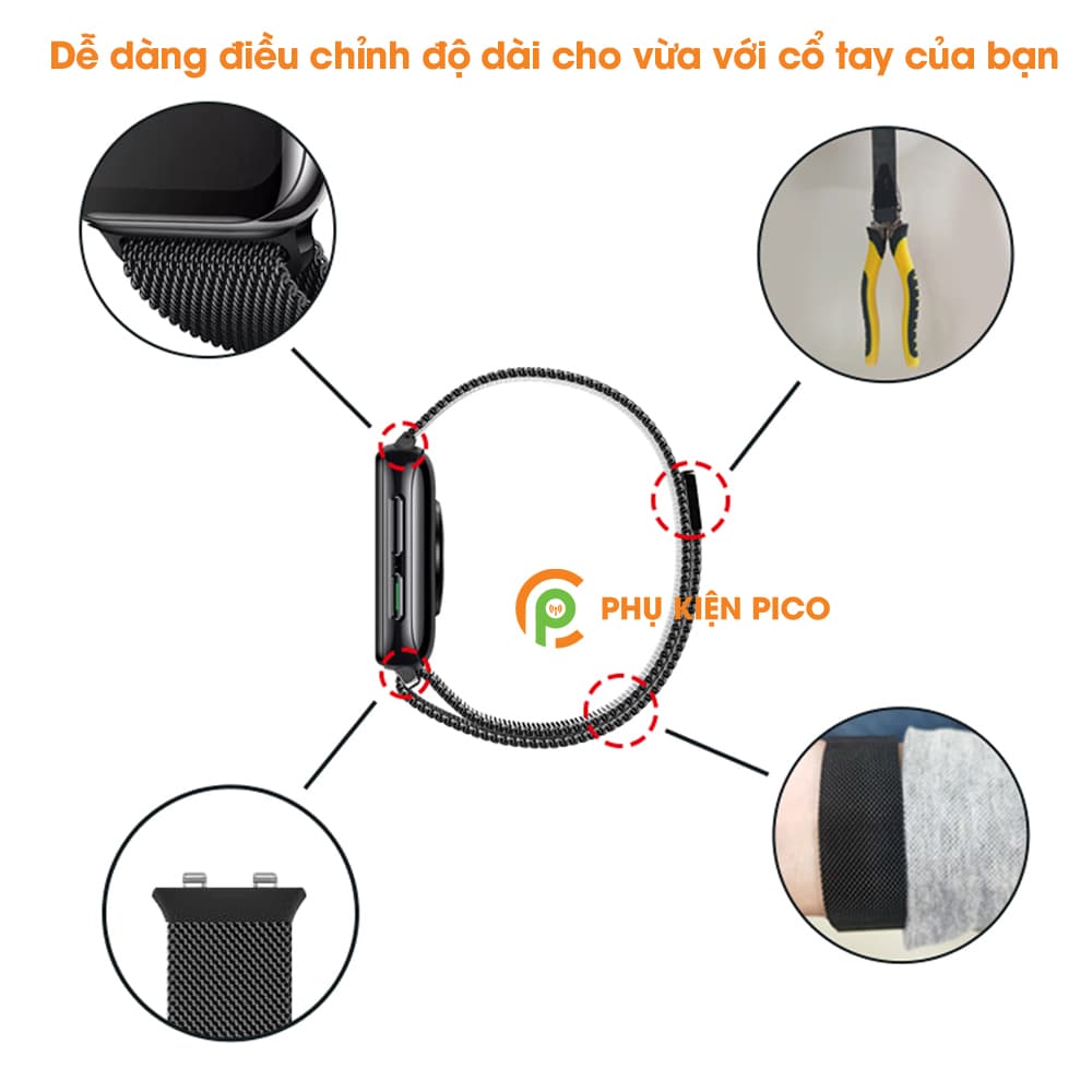 Dây đồng hồ Oppo Watch 41 46 mm dây đeo bằng thép không gỉ Milanese Loop có khóa nam châm - 7