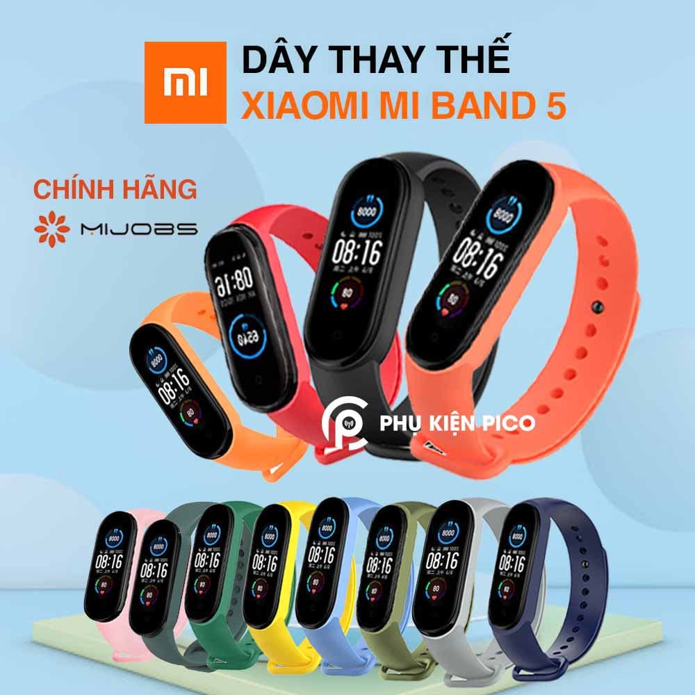 Dây đeo thay thế Xiaomi Mi Band 5 chính hãng Mijobs silicone dẻo nhiều màu