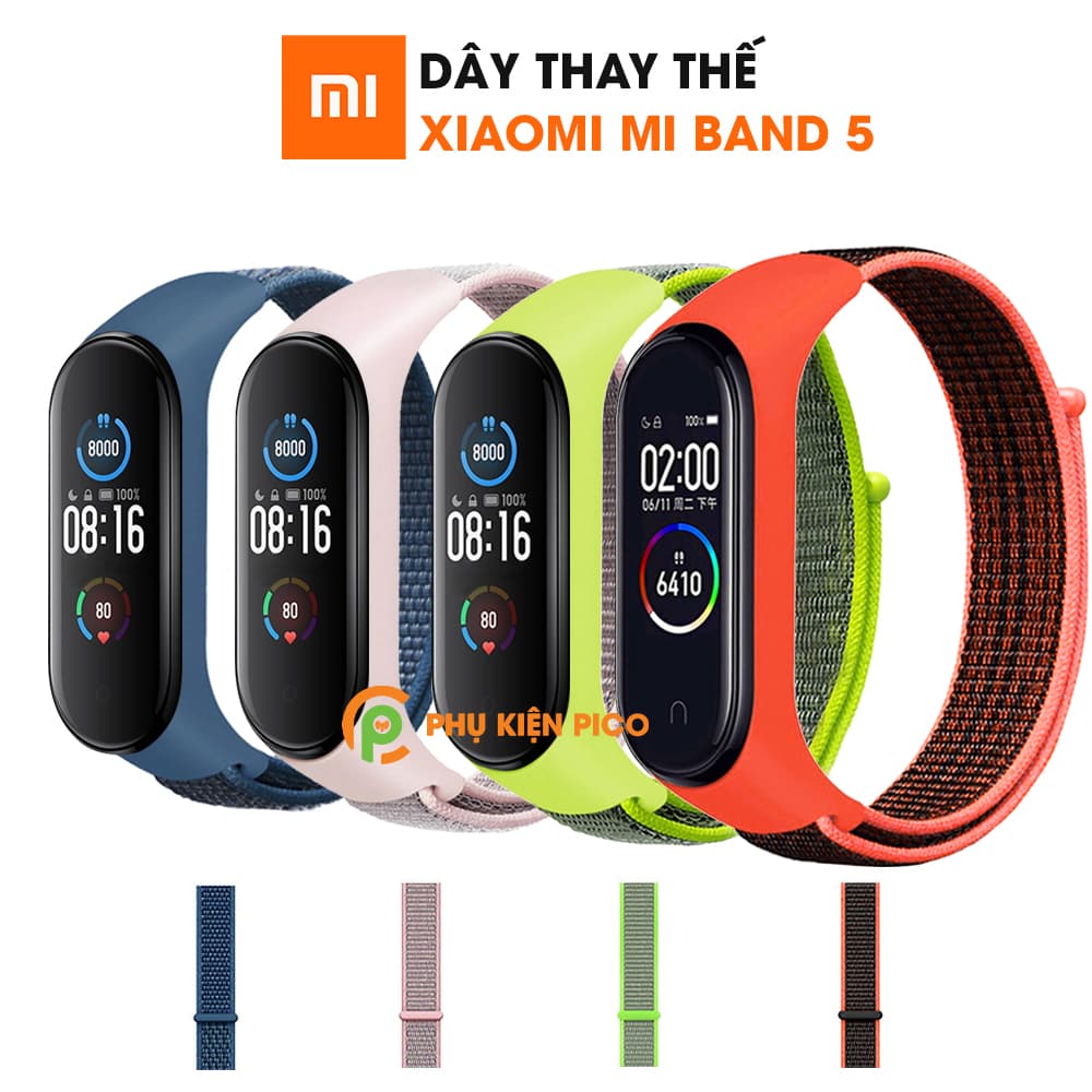 Dây đeo thay thế Xiaomi Mi Band 5 vải Nylon Sport Loop cao cấp siêu bền - Dây Nylon Sport Loop Miband 5