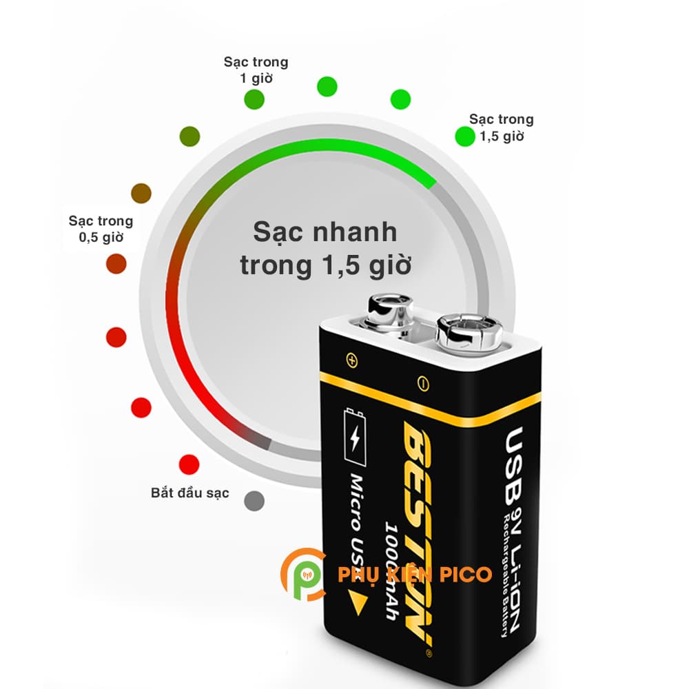 Pin trụ Lithium 1000mAh chính hãng Beston có cổng sạc trực tiếp - 4