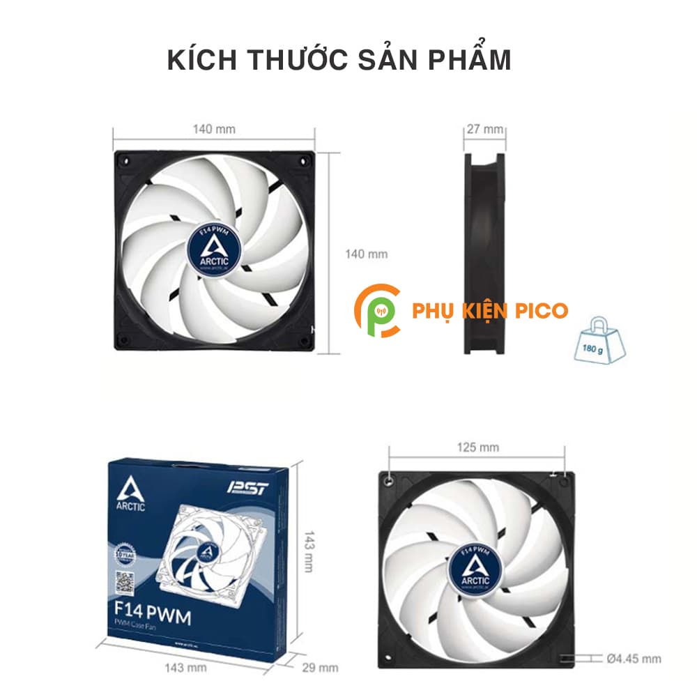 Quạt tản nhiệt case máy tính Arctic F14 PWM - Quạt Fan Case 14cm - 4