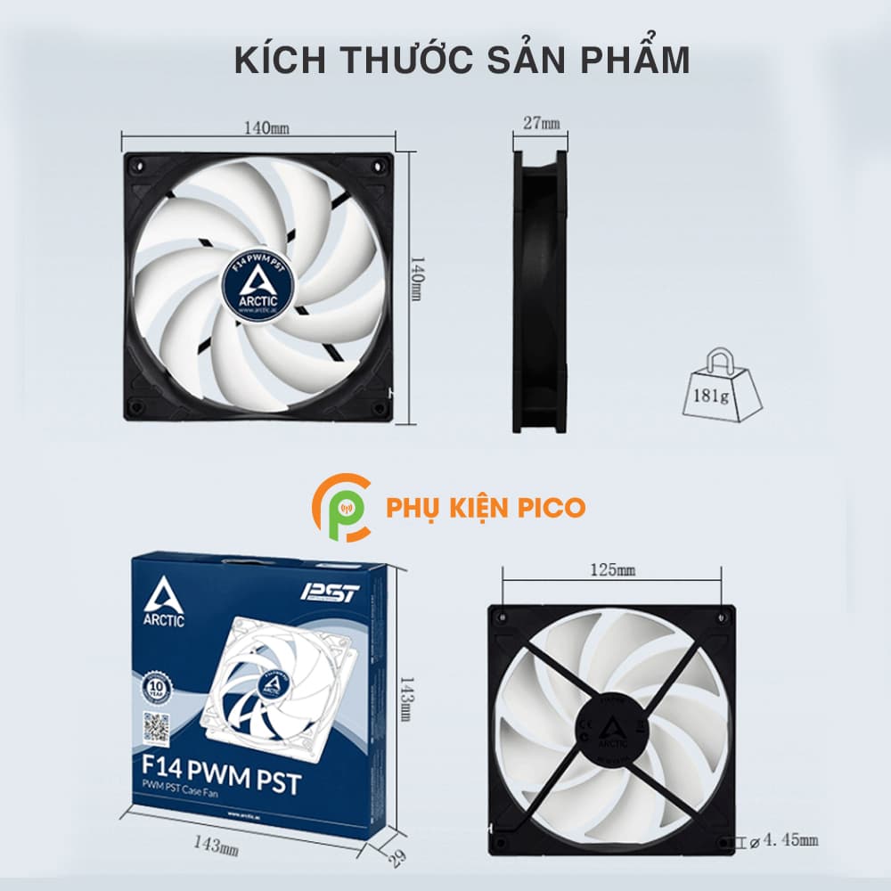 Quạt tản nhiệt case máy tính Arctic F14 PWM PST - Quạt Fan Case 14cm - 8