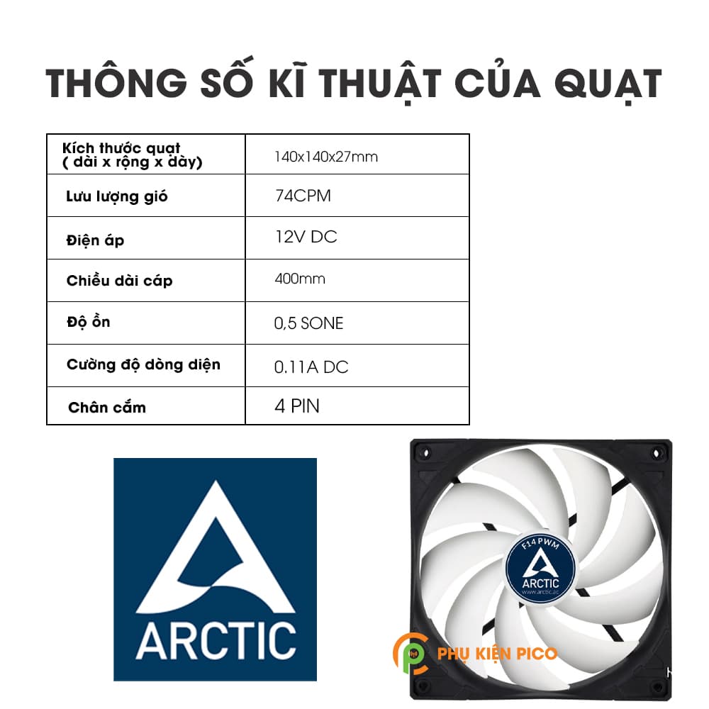 Quạt tản nhiệt case máy tính Arctic F14 PWM PST - Quạt Fan Case 14cm - 2