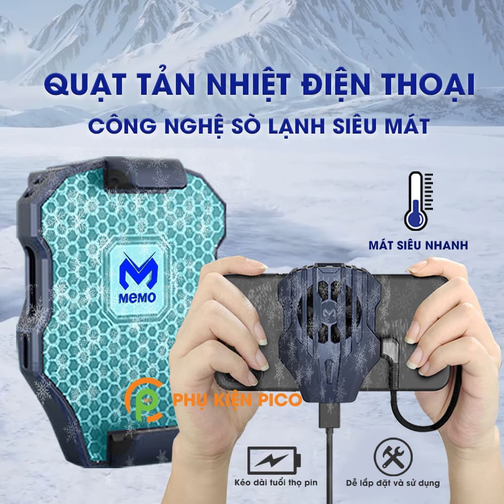 Quạt tản nhiệt điện thoại có sò lạnh Memo DL02 hỗ trợ cổng sạc