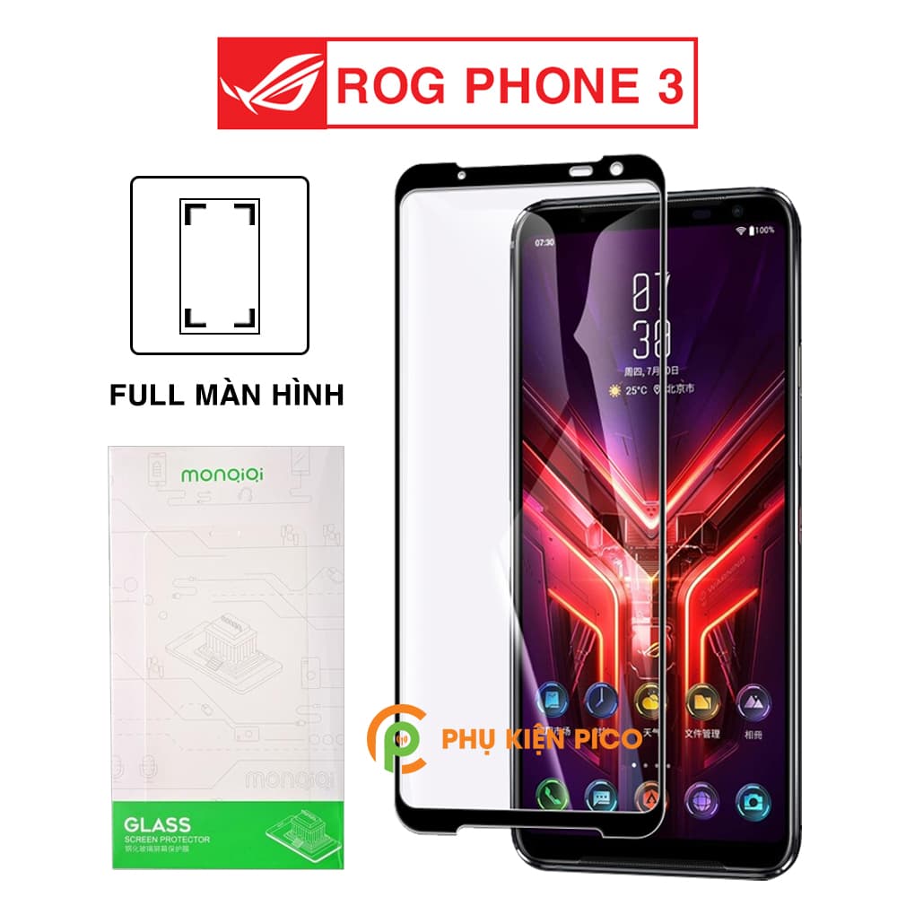 Kính cường lực Rog Phone 3 full màn hình viền đen siêu mỏng Monqiqi